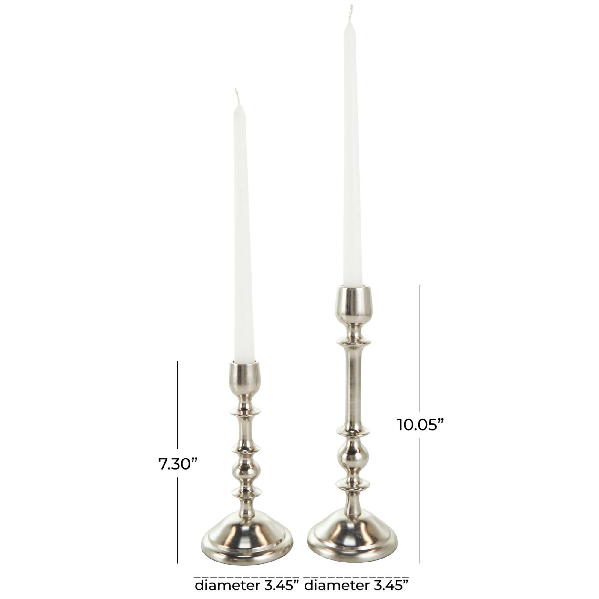Silver Metal Candle Holder Set